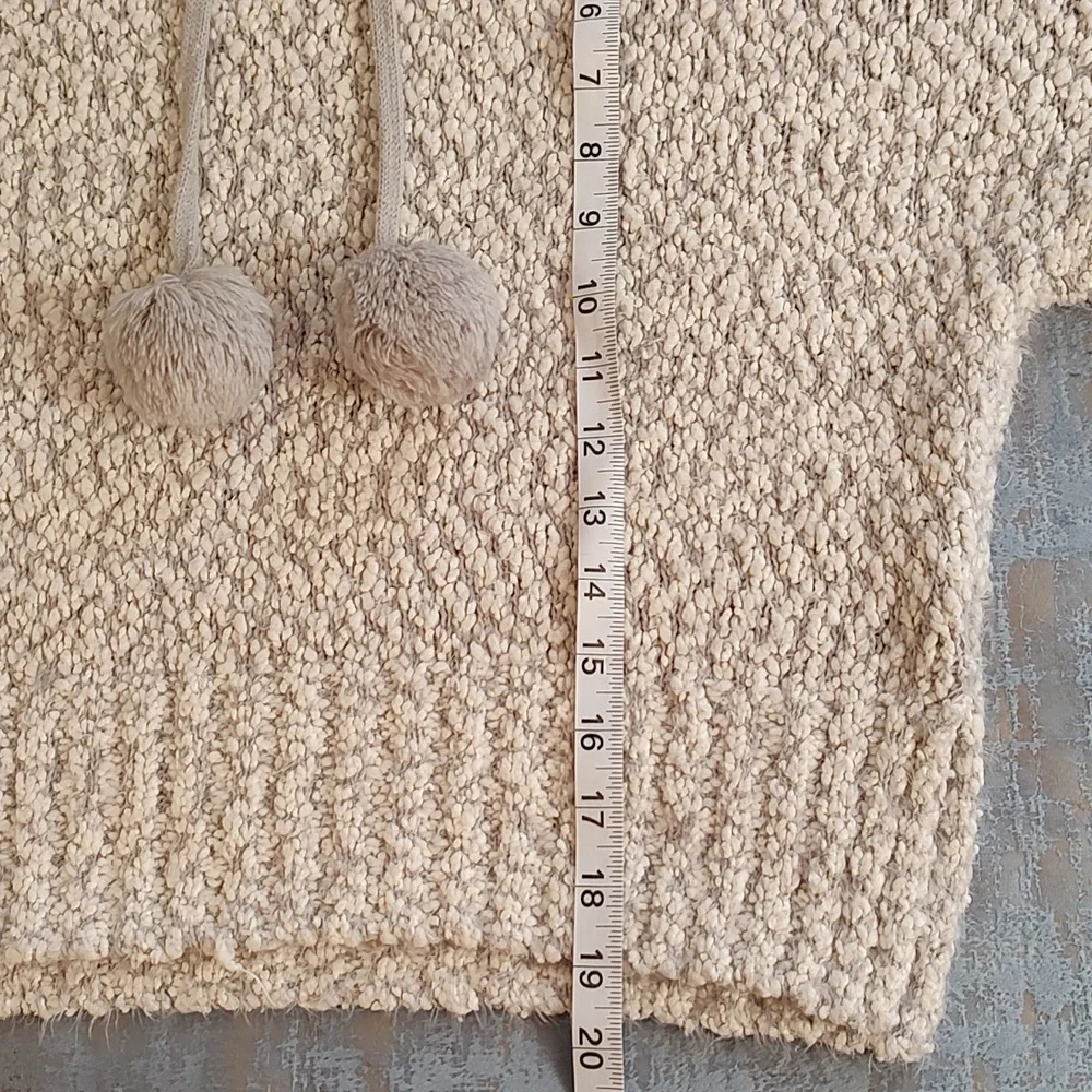 Yes LoLa Hooded Chunky Loose Knit Sweater w/ Pom poms/Size XS - Picture 7 of 9